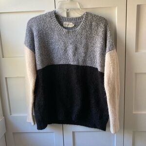 Dreamers Fuzzy Neutral Colorblock Oversized Boxy Sweater